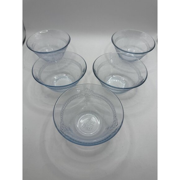 Fire-King Sapphire Blue Philbe Custard Cups – 6 oz, 4” × 2” – Set of 5 – Anchor - Picture 1 of 10